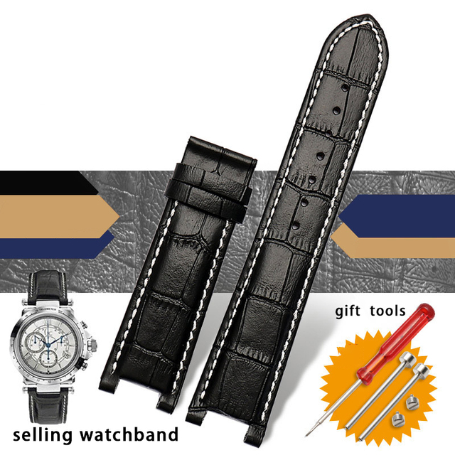 Slub style prong cowhide leather watch strap for GC gu-ess pasha male bracelet 20*11mm 22*13mm prong end watchband butterfly strap