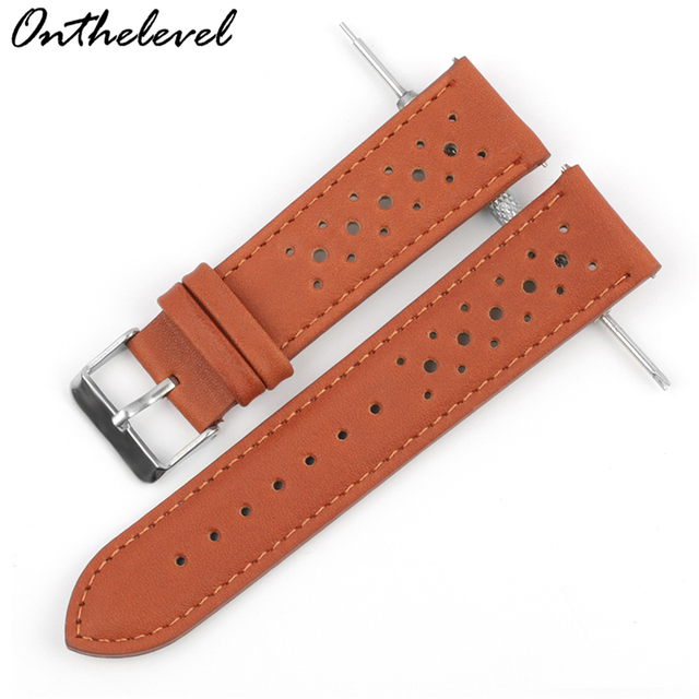 Onthelevel Leather Watch Strap 18mm 20mm 22mm 24mm Durable Coffee Brown Color Watch Band Quick Release Watch Straps Replacement