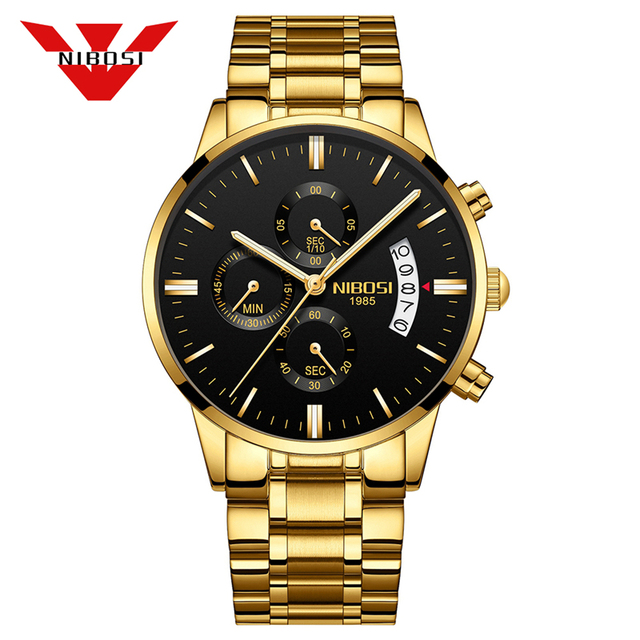 2309 NIBOSI Luxury Brand Mens Watches Business Dress Quartz Wristwatch Waterproof Chronograph Watch for Men Relogio Feminino