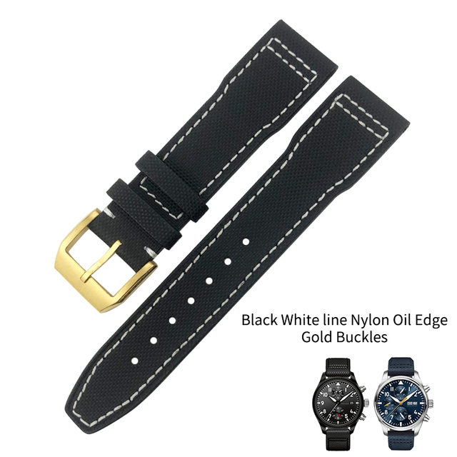 20mm 21mm 22mm Nylon Fabric Genuine Leather Watch Band Fit For IWC Watches Spitfire Pilot Mark 18 Top Gun Strap Pin Buckle