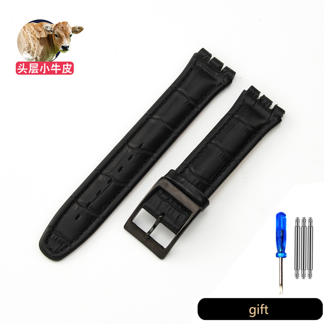 Genuine Leather Watch Strap For Swatch YCS YAS YGS Pin Buckle 17mm 19mm Female Watch Band Blue Red Black Accessories Watchband