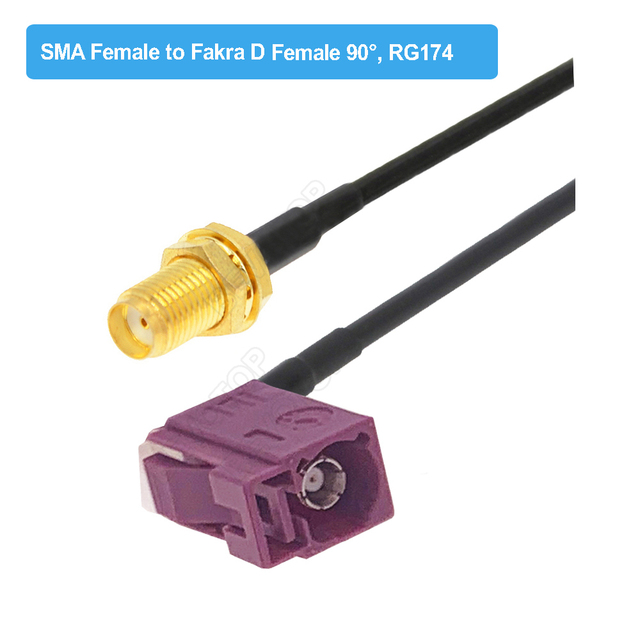 RAL4004 Male/Female Fakra D to SMA Male Right Angle RG174 Cable Adapter GSM Antenna Extension Cord RF Coaxial Pigtail Jumper