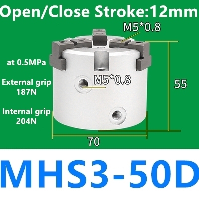 MHS2 MHS3 MHS4 Air Parallel Finger Clutch SameAsSMC Bore 16D/20D/25D/32D/40D/50D mm Double Acting MHS2-16D MHS3-16D MHS4-16D