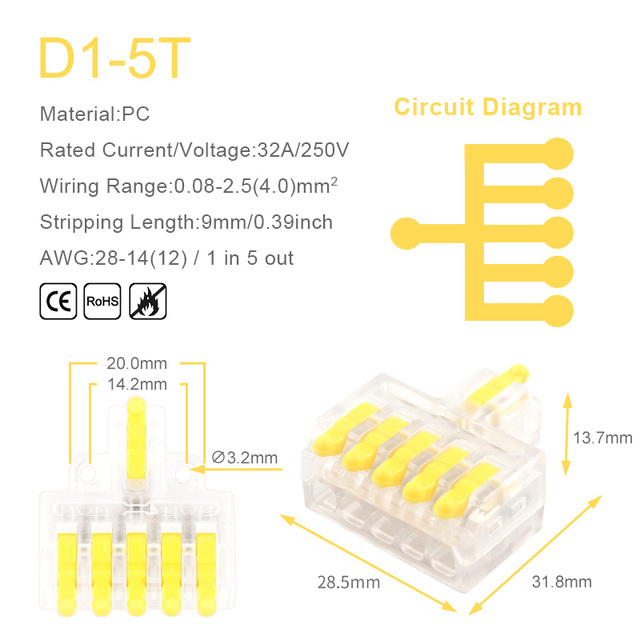 25/50/100pcs Transparent Can Fixed Wire Splitter Universal Compact Connector Terminal Block Cable Fast Splicing Wiring Connector