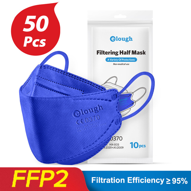 Elough FFP2 CE 0370 Mascarillas FPP2 Homologadas يوروبا KN95 قناع الأسماك شكل Mascarilla FP2 FFP 2 Masken الكبار FFP2mask 4 طبقات