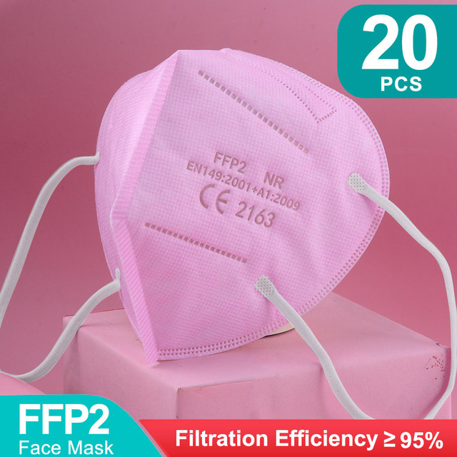 أقنعة FFP2 5 طبقات ffp2fan KN95 قناع وجه واقي FPP2 mascarillas الغبار قناع فلتر قناع التنفس الأسود الفم Masken