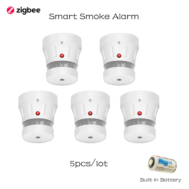 Zigbee smoke fire alarm protection detector tuya smart home security built in beep battery powered for easy replacement