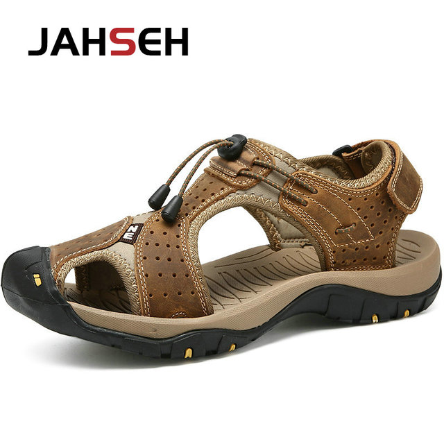 2022 New Genuine Leather Summer Casual Sandals Outdoor Walking Shoes Water Shoes Plus Size Beach Shoes Fashion Soft Slippers