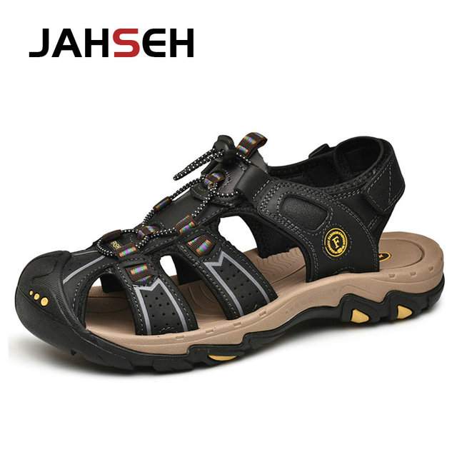 Summer New Outdoor Genuine Leather Men's Casual Sandals High Quality Brand Beach Shoes Fashion Water Shoes Walking Footwear