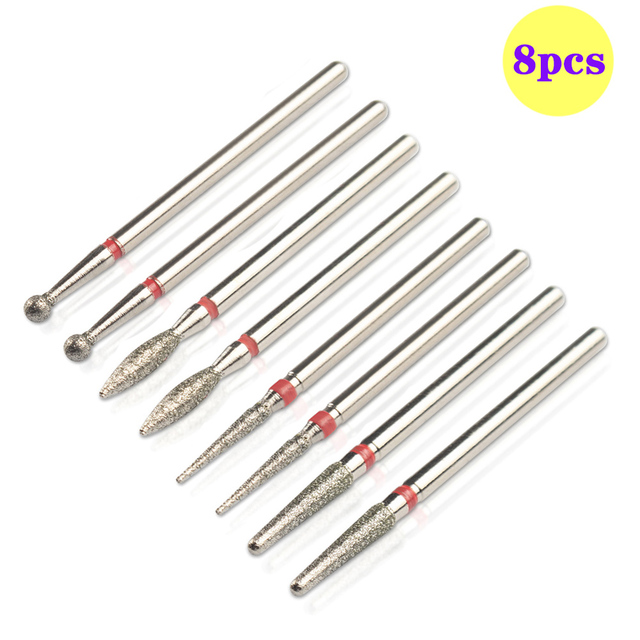 8pcs Diamond Milling Cutter for Manicure Set Nail Drill Bits Accessories Nozzles for Manicure Cutters Pedicure Sanding Nail File