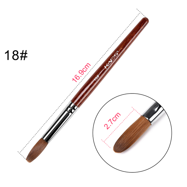 KADS Acrylic Nail Brush Curly Kolinsky Sable UV Nail Art Gel Extension Brush Manicure Flat Round Brush Red Wood Nail Brush