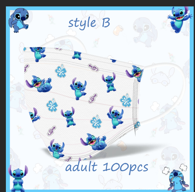 Disney Animation Stitch Adult Children Cartoon Disposable Mask Three-layer Protective Cartoon Pattern Printing Parent-Child Mask