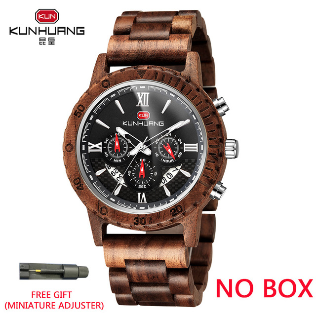 Fashion Watches Mens Top Brand Luxury Wrist Watch Quartz Watch Wooden Watch Men Red Sandalwood Chronograph Relogio Masculino