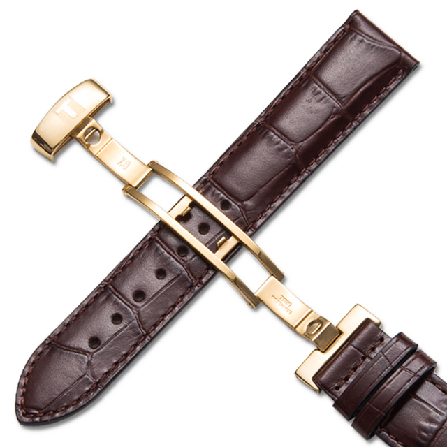 19mm 20mm 21mm 22mm Genuine Leather Watch Band For Tissot T035 Lilock T063 T41 Curved End Handmade Watch Strap Butterfly Buckle