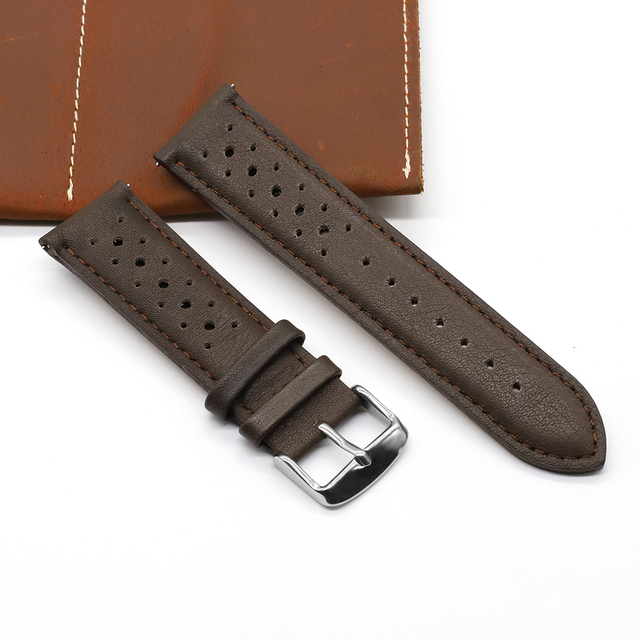 Handmade watch strap 18mm 19mm 20mm 22mm leather strap black brown blue breathable porous watches #C