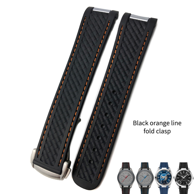 20mm Rubber Silicone Watch Strap Fit For Omega Seamaster 300 AT150 Aqua Terra Ultra Light 8900 Steel Buckle Watchband Bracelets