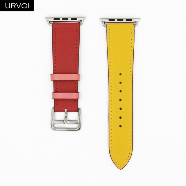 URVOI Leather Band for Apple Watch Series 7 6 SE 5 4 3 2 1 Round One for iwatch Straps Wrist Band Classic Design 41 45mm