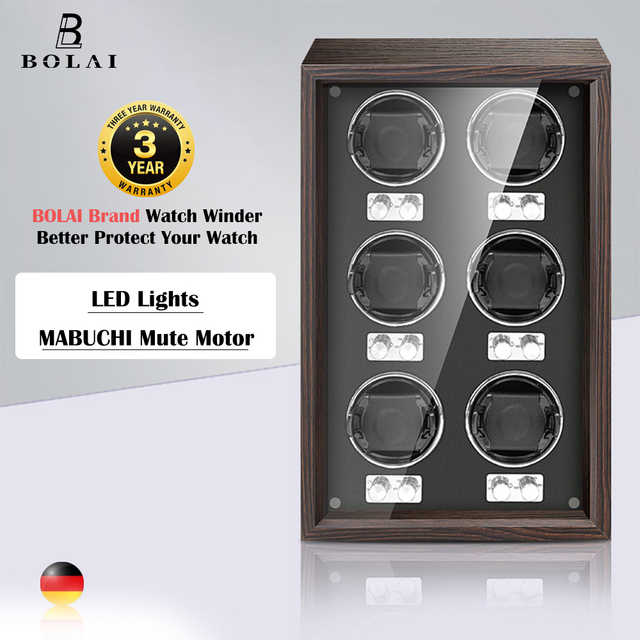 BOLAI luxury brand watch winder wood high-end 2 4 slot automatic watches box with Mabuchi motor watch cabinet watch storage box