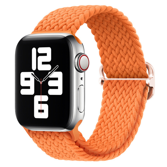 Braided Solo Loop Ring for Apple Watch 44mm 40mm 42mm 38mm Elastic Nylon Fabric Bracelet for iWatch 3 4 5 SE 6 Adjustable Buckle