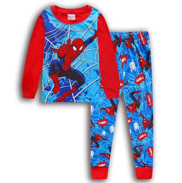 New Spider-Man cartoon children's long-sleeved pajamas children's champion home wear boys' underwear two-piece suit pajamas