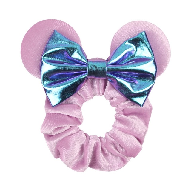 Little Girls Hair Band Kids Mickey Minnie Soft Hair Bow Children Sequin Velvet Ponytail Holders Baby No Damage Rubber Hair Tie