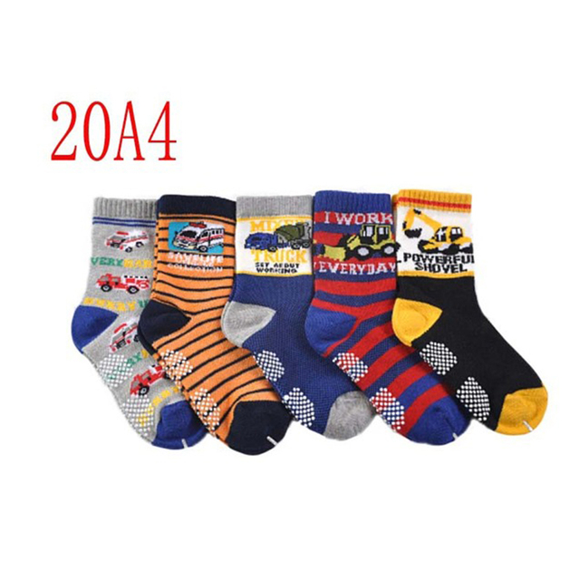 5 Pairs Non-slip Cute Cartoon Children Socks Spring Autumn Cotton Warm Breathable Boys Girls Absorb Sweat Sock for 0-8 Years