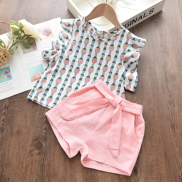 Kids Girls Clothing Sets Summer New Style Brand Baby Girls Clothes Short Sleeve T-shirt + Pant Dress 2pcs Children Clothing Suits