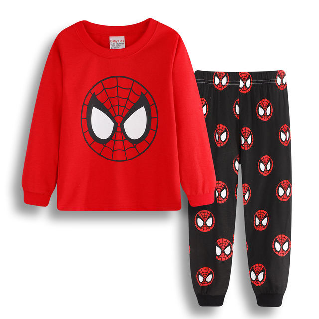 New Spring Autumn Children's Clothing Sets Boys Sleepwear Kids Clothes Spider Pajamas Set Baby Girls Cotton Cartoon Cars Pajamas