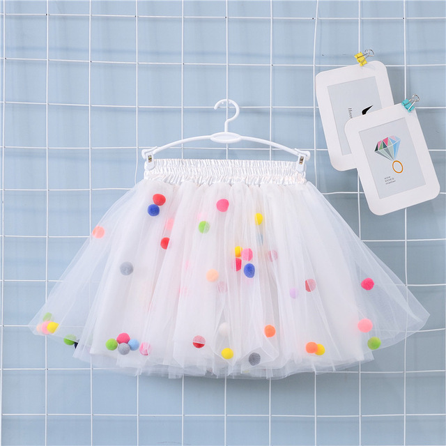 2022 New Arrival Infant Mulity Colorful Tulle Tutu Skirt Pom Pom Princess Mini Dress Children's Clothing Pettiskirt Girl Clothes