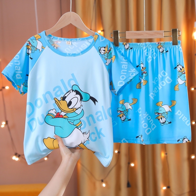 Doraemon Kids Pajamas Tops Pant Summer Cartoon Sleepwear Set Boys Girls Baby Clothes Pajamas Short Sleeve T-shirt Pajamas Suit