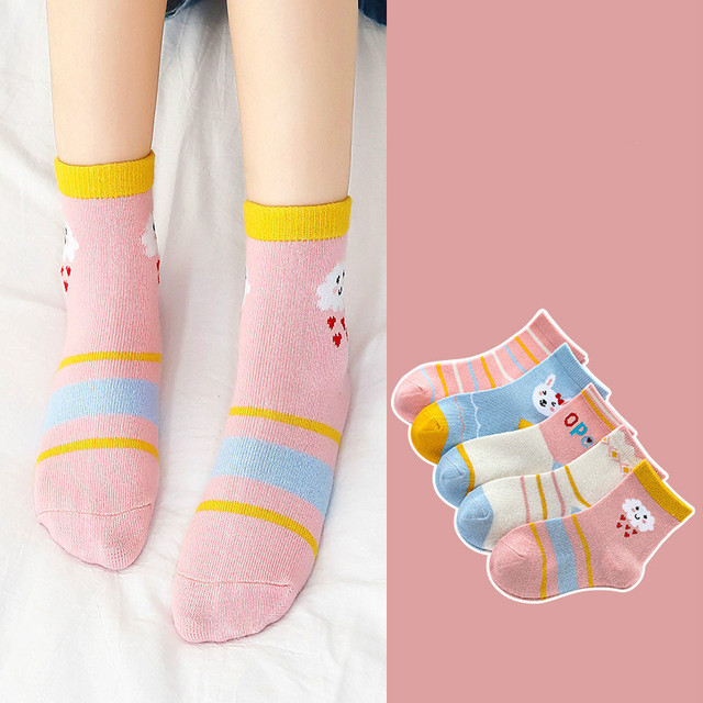 2022 5pairs/lot Children Cotton Boys Girls Socks Cute Cartoon Pattern Kids Socks for Baby Boy Girl Sport Pattern Suitable for 1-12Y