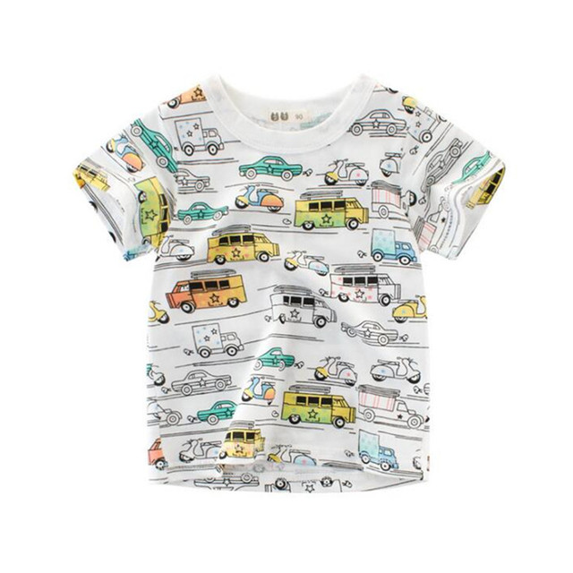 2-8 years old children's summer T-shirt, children's clothing, short-sleeved T-shirt, cartoon car T-shirt, children's cotton T-shirt