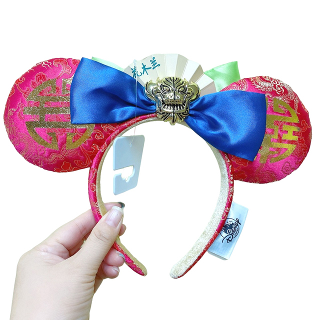 Original Disney Mickey Mouse Headband for Women Sequin Ears Costume Headband Cosplay Plush Adult Kids Headband