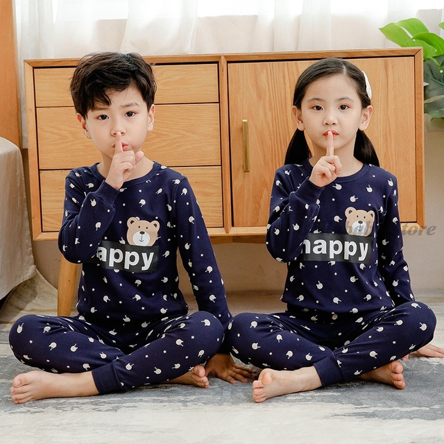 Baby Boy Girl Pajama Sets Korean Spring Pajamas For Kids Sleepwear Set Cotton Cartoon Cow Night Outfits Autumn Children Clothes