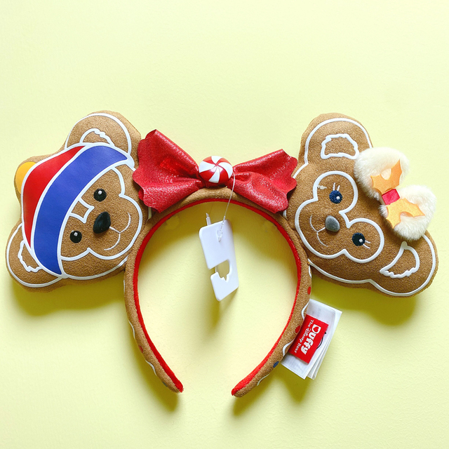 Original Disney Mickey Mouse Earphone Shanghai Disney Big Ears Bows Costume Headband Cosplay Plush Adult/Kids Headband Gift