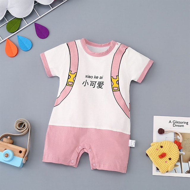 0-24 months newborn romper infant stuff baby clothes girl summer T-shirt with lucky cat kitty duck unisex clothes baby outfit