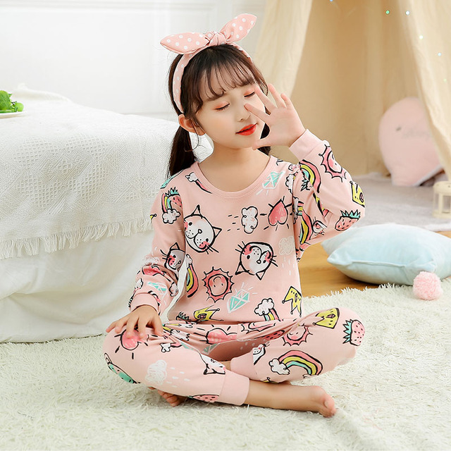 Easter Pajamas Kids Pajamas Girl Sleepwear Set Cotton Rabbit Top+Pants Pajama Outfit Long Sleeve 2pc Pink Children Night Clothes