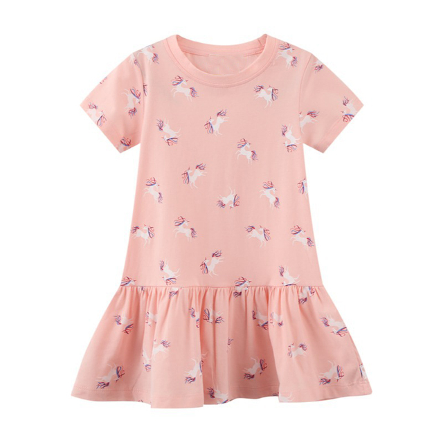 Little maven 2022 baby girls summer dress cotton lined cat children's casual lovely and comfortable clothes for 2-7 years old