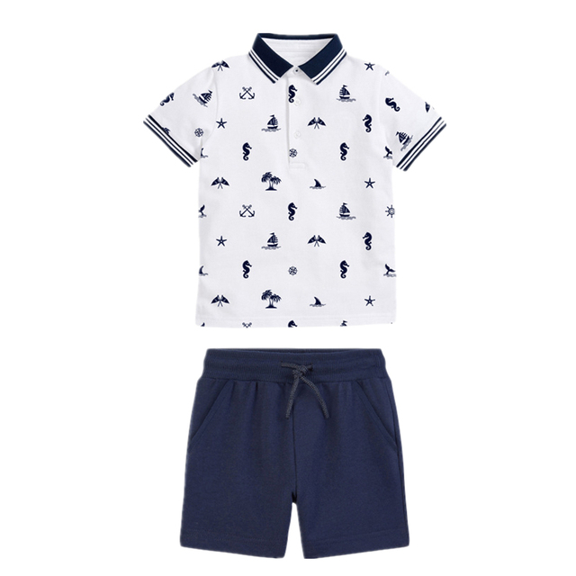 Fashion Clothing Summer Boys Sets Kids Printing T-shirts Cotton Shorts Suits Children Animal Tops Elastic Waist Pants Suit 2-7Y