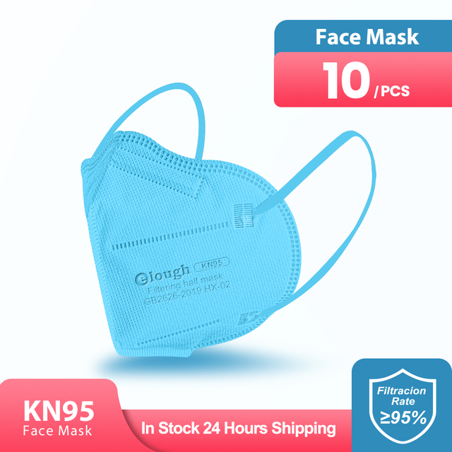 قناع Elough KN95 Mascarillas FFP2 أقنعة الوجه FPP2 لمسح الوجه 95% مرشح CE 5 رقائق قناع ffp2masque Kn95 ماسكارا للبالغين