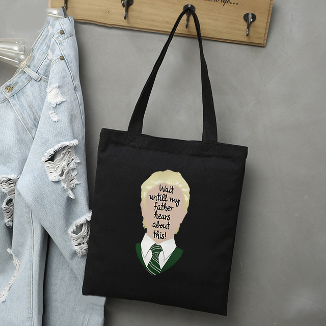 Draco Malfoy Shopping Bags Shopper Travel Bags Canvas Woman Tote Mom Designer Canvas Bags Cheap Printed Shopping Tote