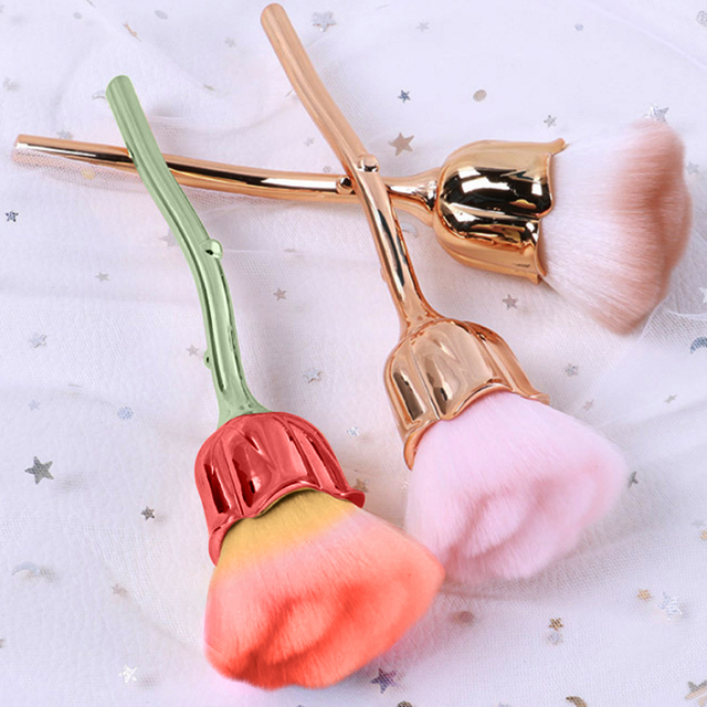 Flower Nail Brush for Manicure Rose Nail Art Brush Nail Extensions Popular Tools Round Small Gel Polish Dust Cleaning Brushes