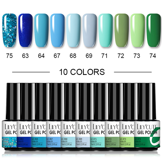 LILYCUTE 10/20/8/2pcs Gel Nail Polish Set Semi Permanent Glitter Hybrid Varnish Base Top Coat Soak Off UV LED Nails Gel