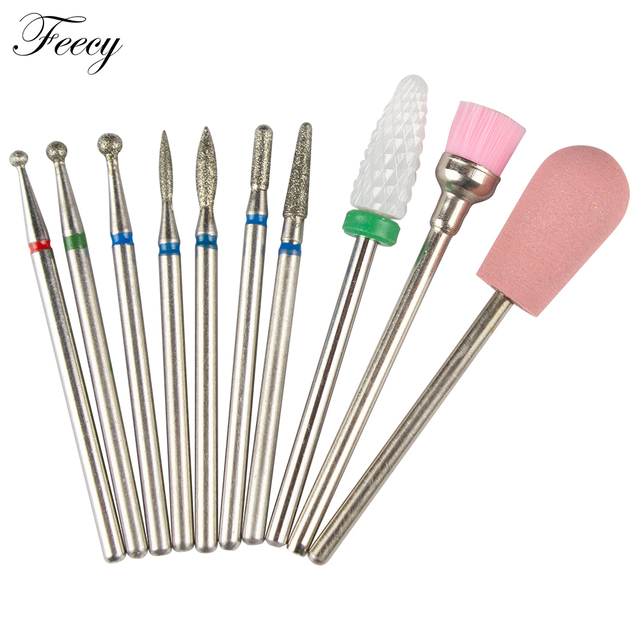 10pcs Ceramic Diamond Grinding Cutter For Manicure Set Nail Bits Grinder Cutters To Remove Gel Varnish Nail Art Accessories