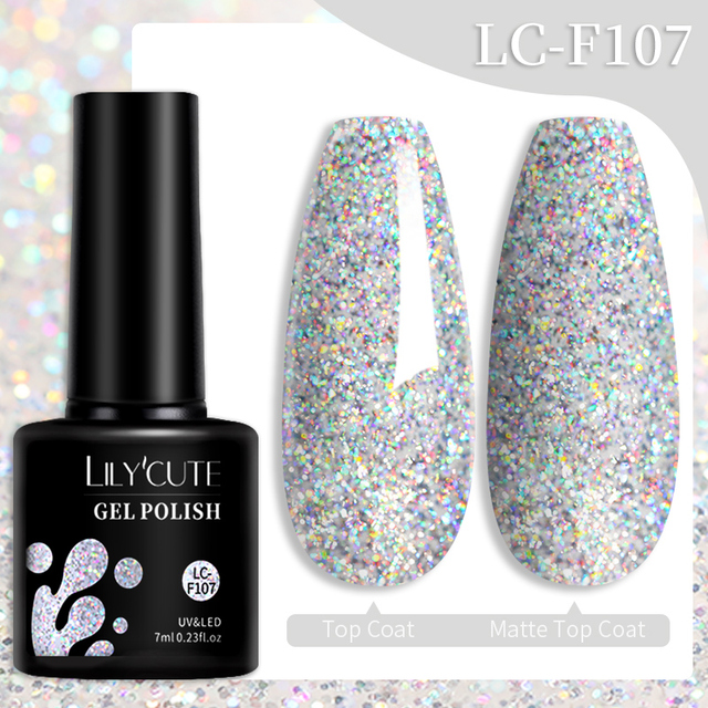 LILYCUTE 7ml Glitter Gel Nail Polish Laser Sequins Soak Off UV Gel Semi Permanent Colored Nails Gel Polish DIY Nail Art Esmalte