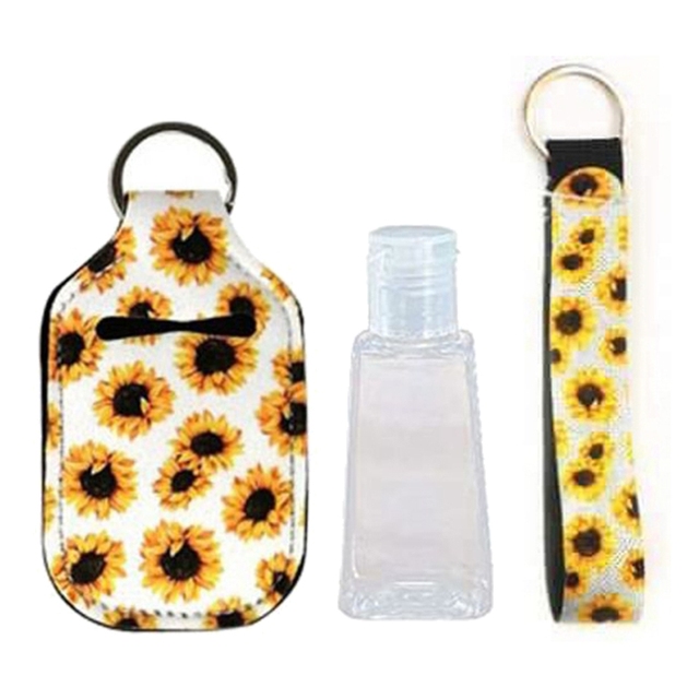 Portable 1oz Refillable Empty Travel Bottles With Keychain Holder Wristlet Set Keychain Bottle Container With Flip Caps