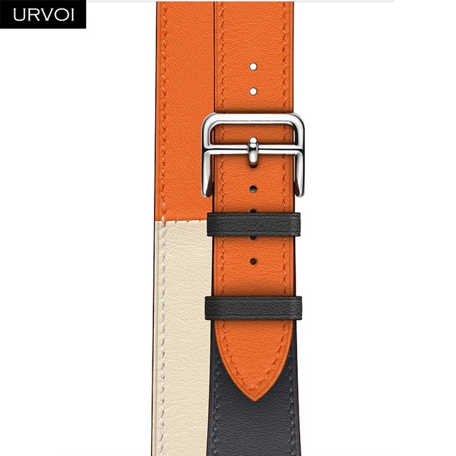 URVOI Double Round Band for Apple Watch Series 7 6 SE 5 4 3 Strap for iwatch Strap High Quality Soft Genuine Leather Loop Wraps