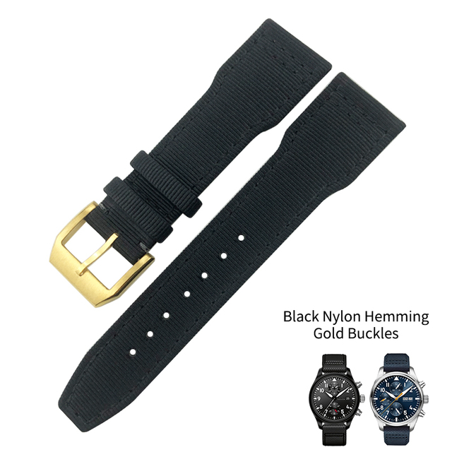 20mm 21mm 22mm Nylon Fabric Genuine Leather Watch Band Fit For IWC Watches Spitfire Pilot Mark 18 Top Gun Strap Pin Buckle