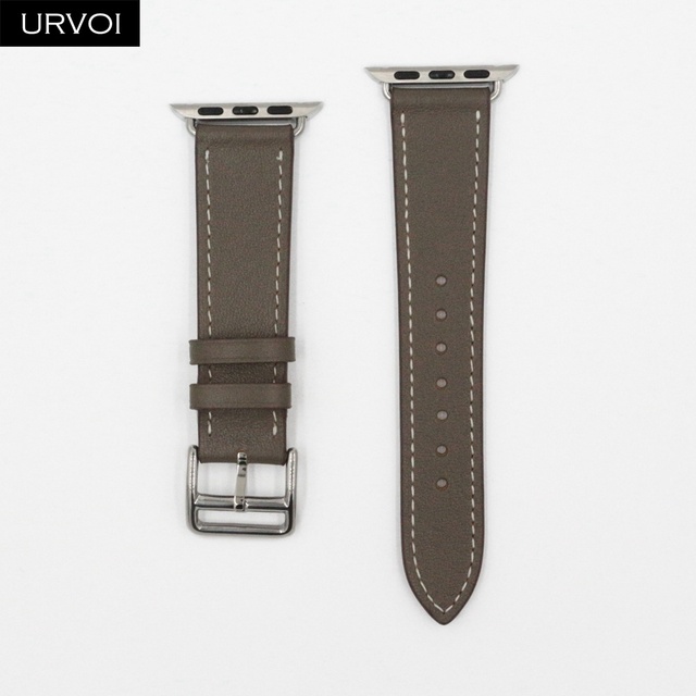 URVOI One Round Ring For Apple Watch 7 6 SE 5 4 3 Strap For iwatch Luxury Strap Genuine Swift Handmade Leather Ring Nior Black