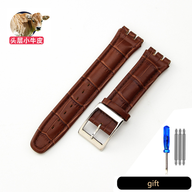 Genuine Leather Watch Strap For Swatch YCS YAS YGS Pin Buckle 17mm 19mm Female Watch Band Blue Red Black Accessories Watchband